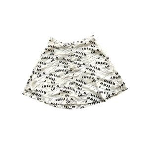 FOREVER 21, SIZE LARGE, WHITE SKIRT WITH BLACK BIRDS